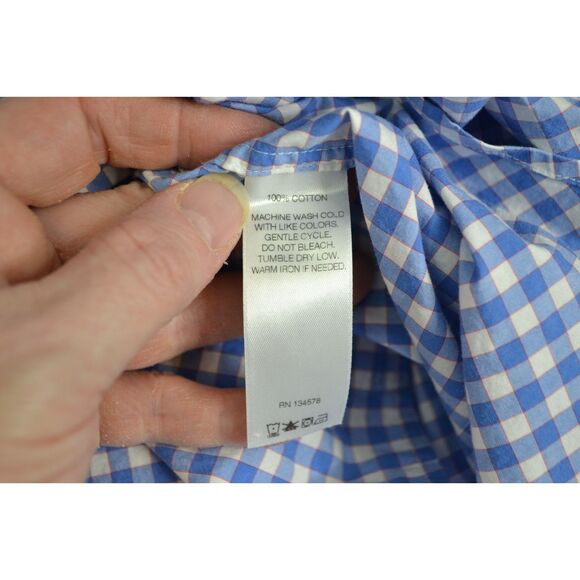Vineyard Vines Men's XL Cooper Premium 120's Blue Checkered Button Down Shirt - Picture 6 of 12
